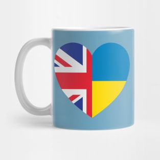 UK Supports Ukraine, UK Stands With Ukraine, Heart With Combined Flags Mug